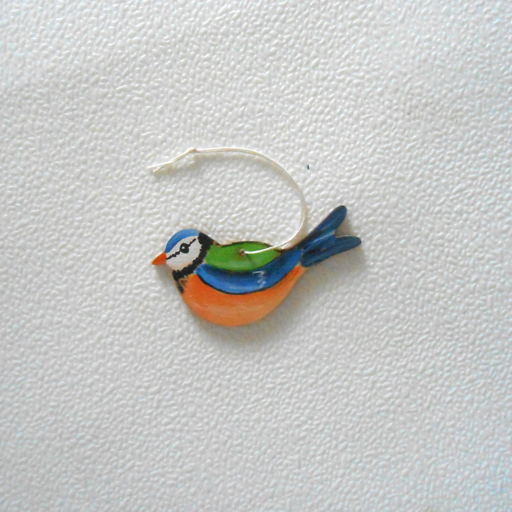 Ornament Beautiful wooden Bird , Hand painted,